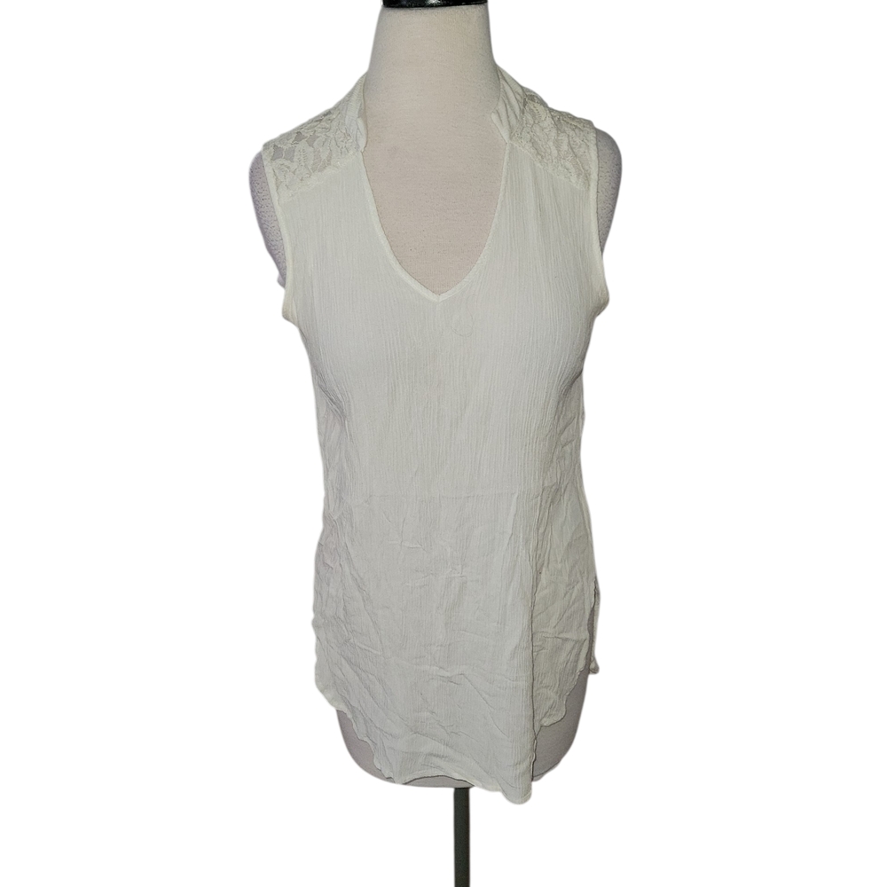 Soul Cake Sleeveless Lace-Trimmed Tank Top SZ M